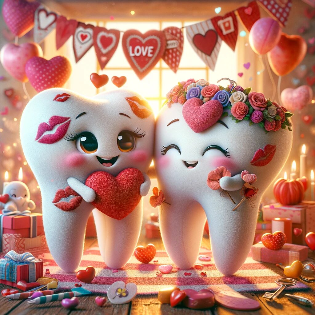 Peluches de dent de lait nommées Valentin et Valentine pour enfants